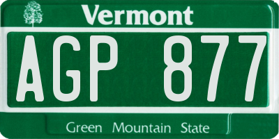 VT license plate AGP877