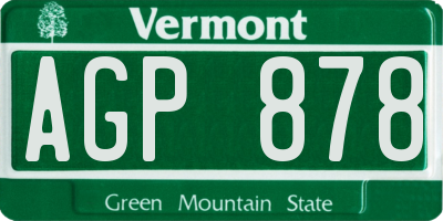VT license plate AGP878