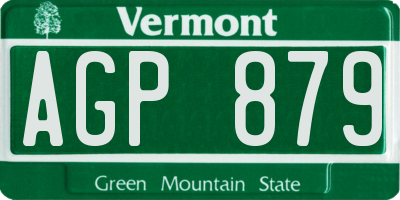 VT license plate AGP879