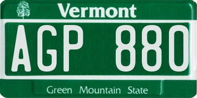 VT license plate AGP880