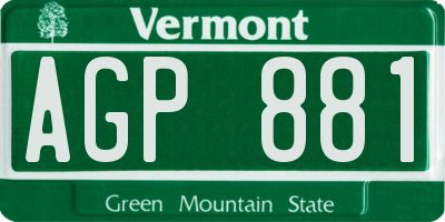 VT license plate AGP881