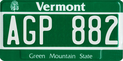 VT license plate AGP882