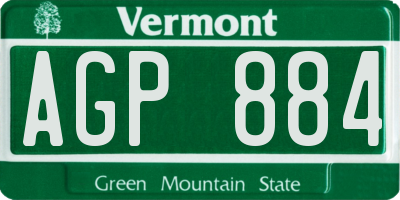 VT license plate AGP884