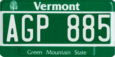 VT license plate AGP885