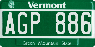 VT license plate AGP886