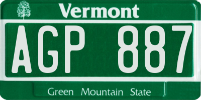 VT license plate AGP887