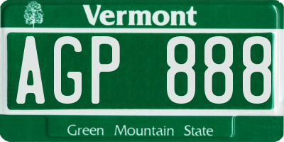 VT license plate AGP888
