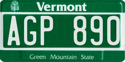 VT license plate AGP890