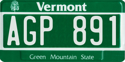 VT license plate AGP891