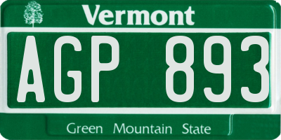 VT license plate AGP893