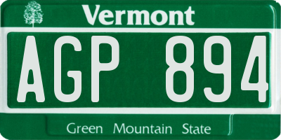VT license plate AGP894