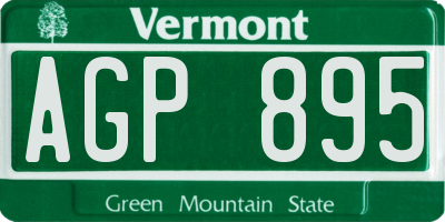 VT license plate AGP895