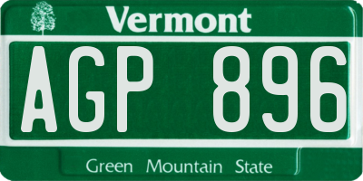 VT license plate AGP896