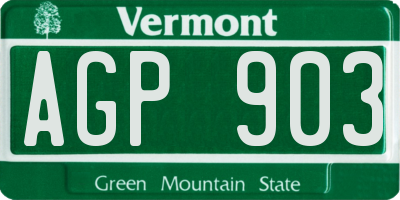 VT license plate AGP903