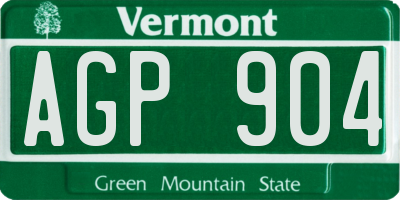 VT license plate AGP904
