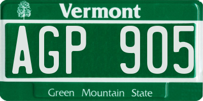 VT license plate AGP905