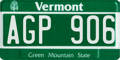 VT license plate AGP906
