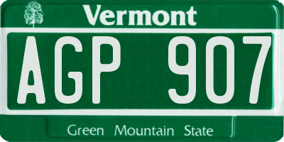 VT license plate AGP907