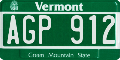VT license plate AGP912