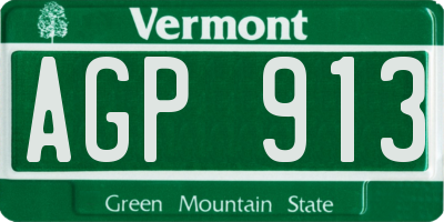 VT license plate AGP913