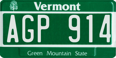 VT license plate AGP914