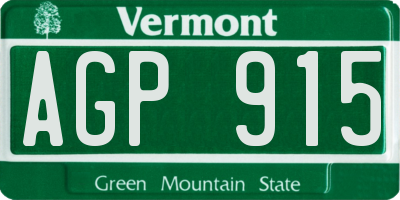 VT license plate AGP915