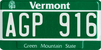 VT license plate AGP916