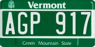 VT license plate AGP917