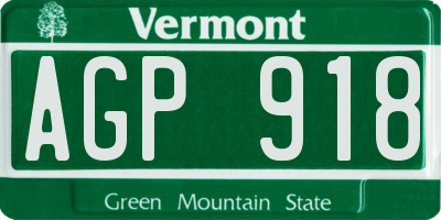 VT license plate AGP918