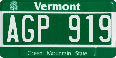 VT license plate AGP919
