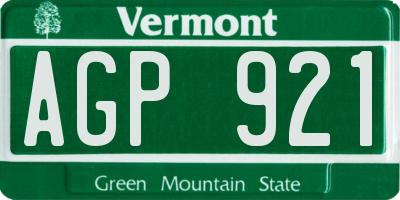 VT license plate AGP921