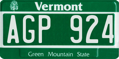 VT license plate AGP924