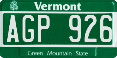 VT license plate AGP926