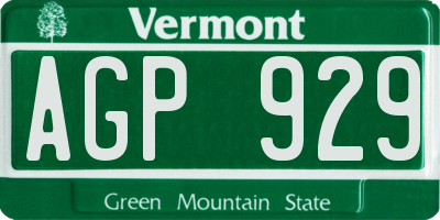 VT license plate AGP929