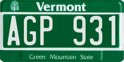 VT license plate AGP931