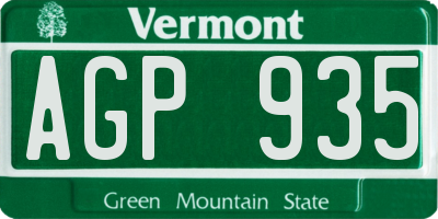 VT license plate AGP935