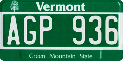 VT license plate AGP936
