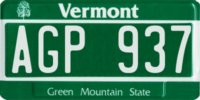 VT license plate AGP937