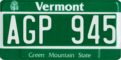 VT license plate AGP945