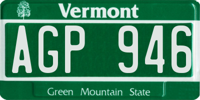 VT license plate AGP946