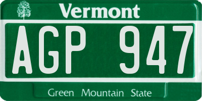 VT license plate AGP947