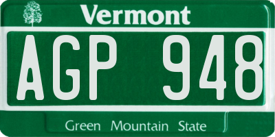 VT license plate AGP948