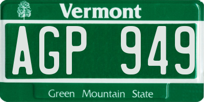 VT license plate AGP949