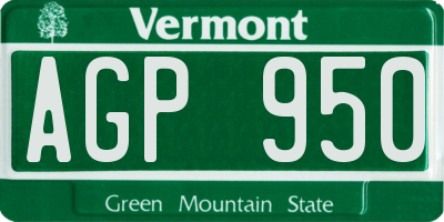 VT license plate AGP950