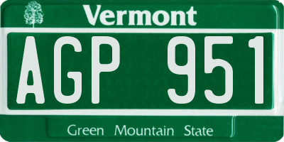 VT license plate AGP951