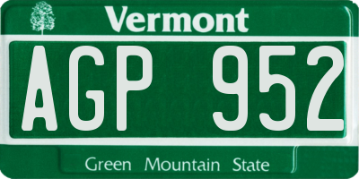 VT license plate AGP952