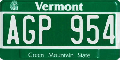 VT license plate AGP954