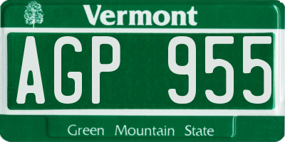 VT license plate AGP955