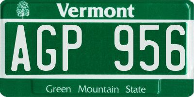 VT license plate AGP956