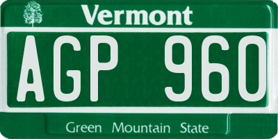 VT license plate AGP960